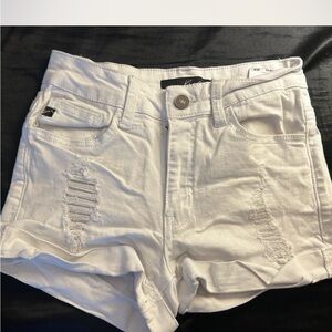 KanCan White Distressed Jean Shorts